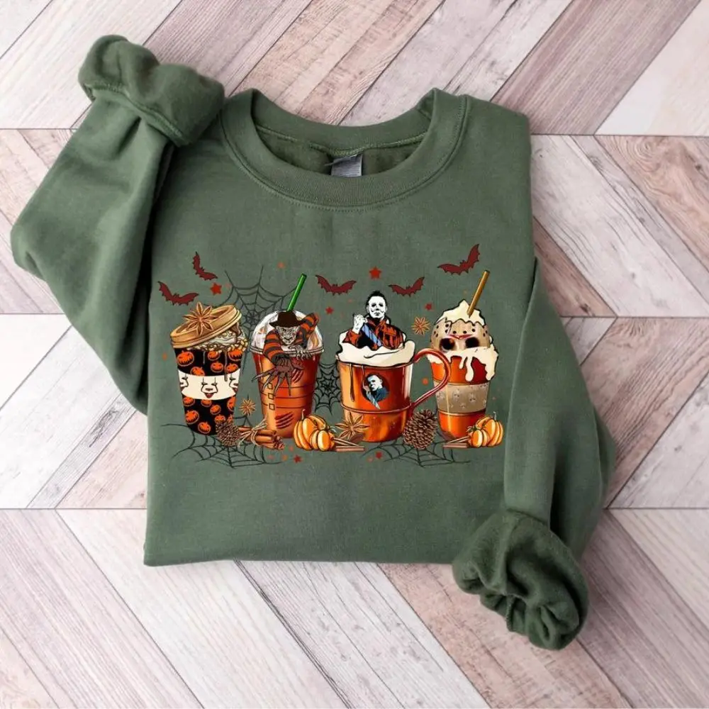 Skeleton Halloween Sweatshirt,Coffee Cups Sweatshirt,Skull Coffee Cup Pullover,Coffee Lover Shirt,Fall Clothes,Halloween Gifts