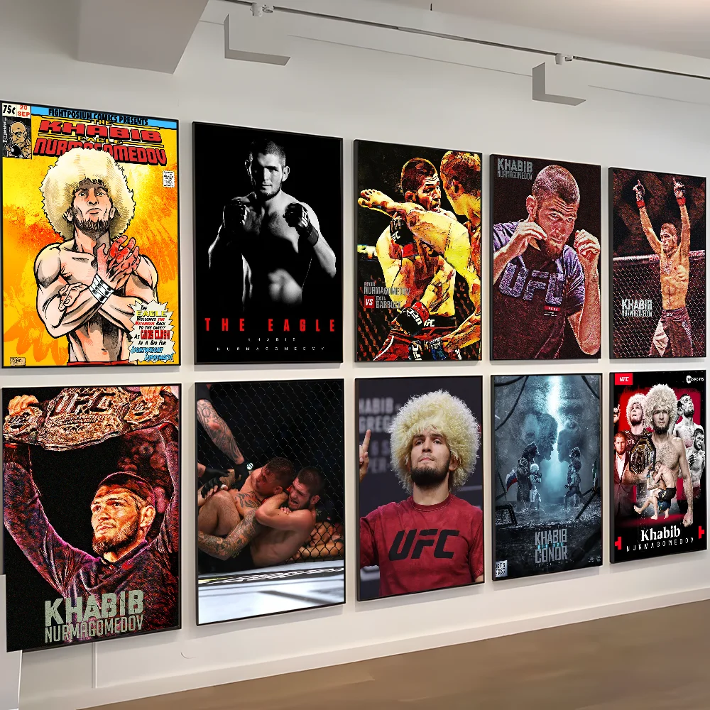 UFC Khabib Cool Nurmagomedov Vintage Posters Sticky Whitepaper Prints Posters Artwork Posters Wall Stickers