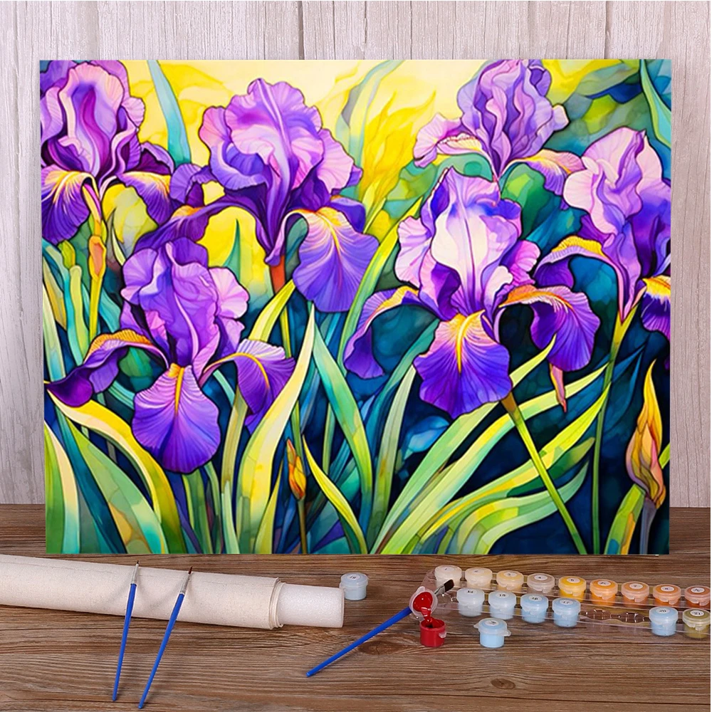 

Цветы ирис, краска по номерам для взрослых, 20x30, художественное искусство и ремесло для взрослых, украшение для дома, детский подарок, дропшиппинг, новинка 2024 года
