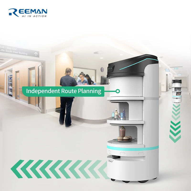 Reeman Automatic Obstacle Avoidance Service Robots Intelligent Waiter Robot Multi-Layer Food Delivery Robot For Hospital