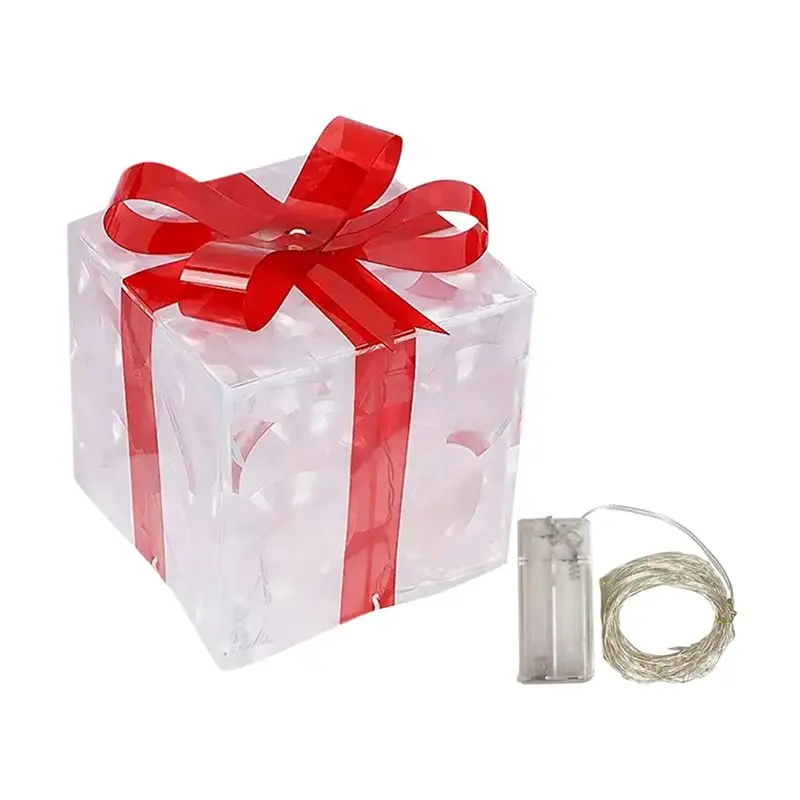 ABRU-3X Christmas Glowing Gifts Box Decoration Ornament With Bow Lighting Box Outdoor Light Lighting Xmas 2024 B