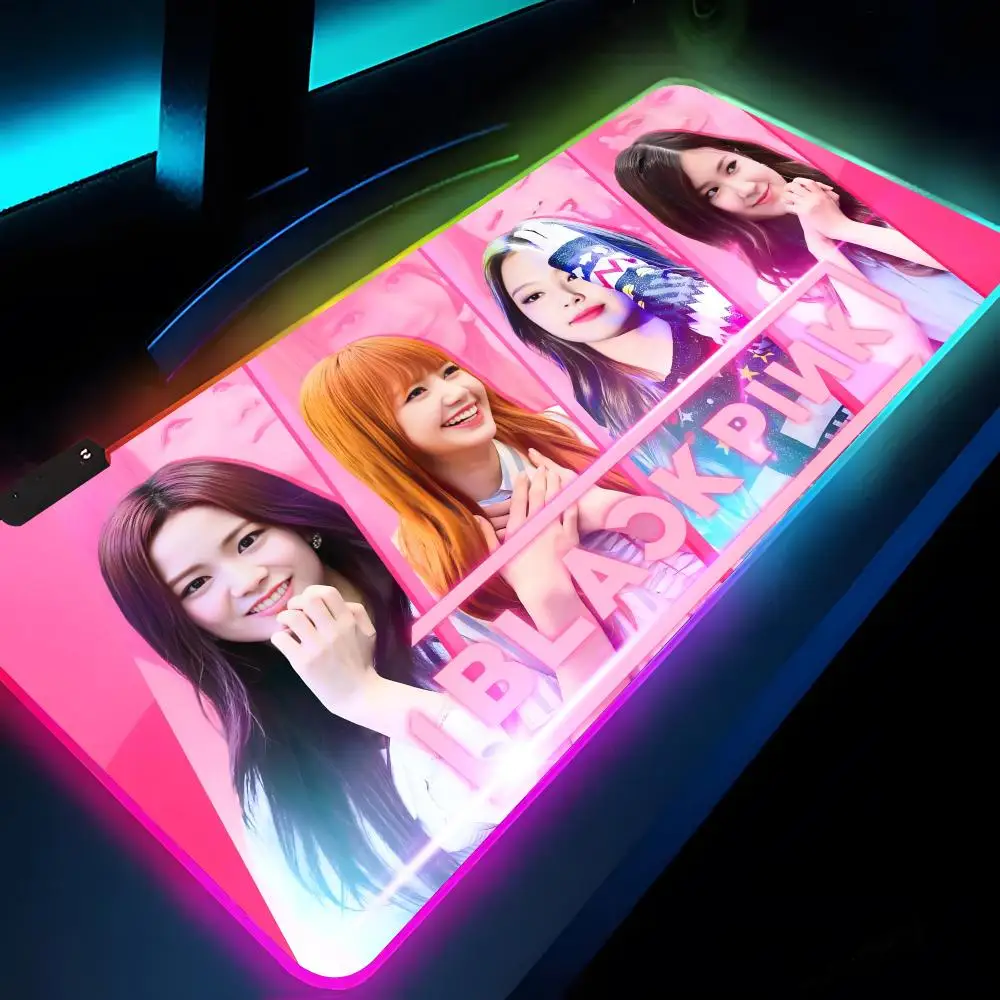 Kpop-BLACKPINks Mouse Pad Rgb Xxl Laptop Mat Gaming Mousepad tastiera retroilluminata Gamer Girl Table Pad scrivania