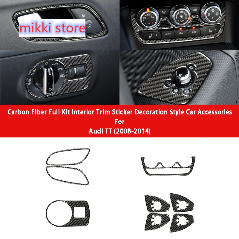 Carbon Fiber Center Console Gear Panel Full Kit Interior Trim Sticker Decoration Style Car Accessories For Audi TT TTS 2008-2014