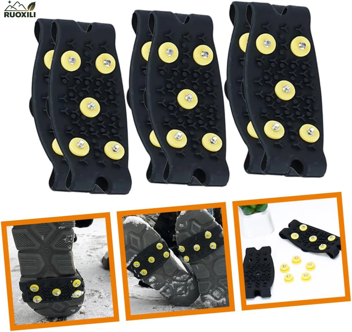 

Kids Anti-Slip ICE CRAMPONS Metal Shoe Spikes for Roads,Wet and Slippery Surfaces,Floor Walking Rubber Walking Spikes