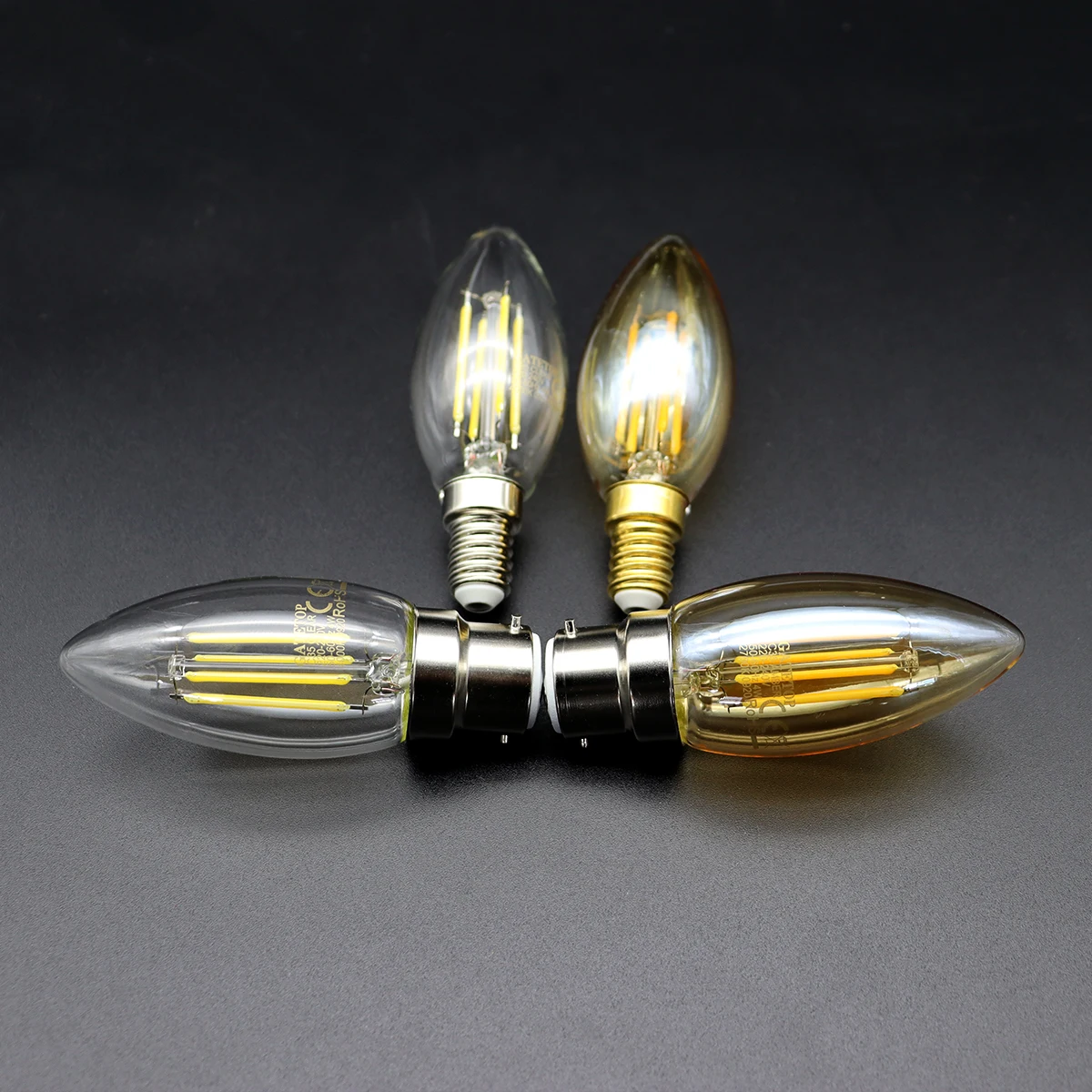 6PCS LED Filament Light C35 E27 B22 E14 AC220V 4W Flickerless 2700K 4000K is suitable for bars, supermarkets and home lighting