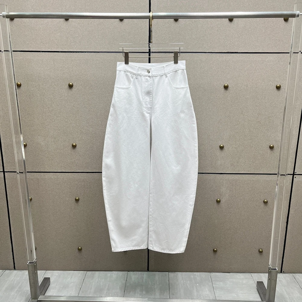 

Arc Cut Cotton Women's Jeans Y2k Vintage Washed High Waist Commuter Loose Straight Pants Trouser 2025 Summer New