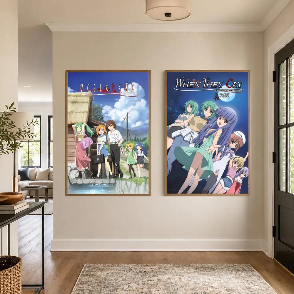 Higurashi When They Cry Poster Graphic Wall Art Poster HD Waterproof PP Paper Print for Bedroom Living Room Office Decor Gift