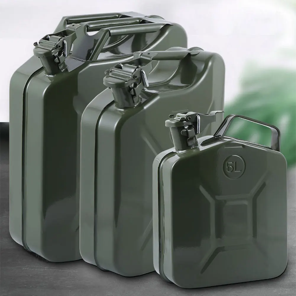 5L Steel Jerry Can Portable Fuel Container Metal Petrol Diesel Tank With Pour Spout Army Green Outdoor Camping Repair Tool Set