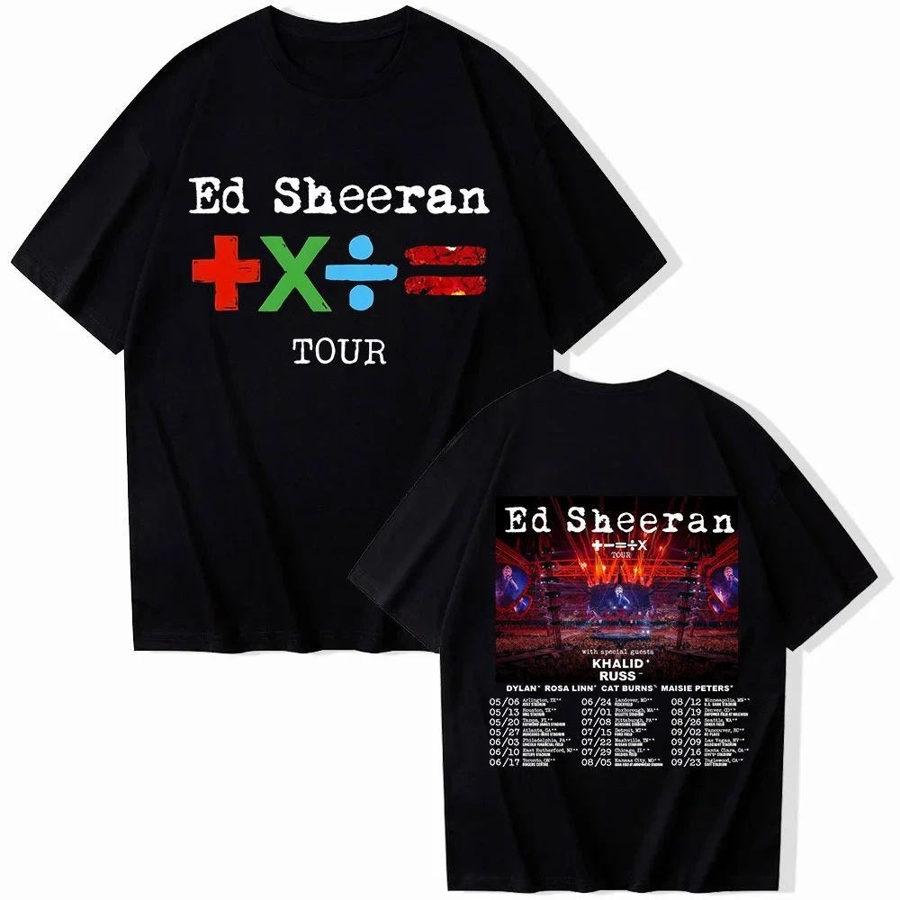 

Summer Print Ed Sheeran Math Journey Graphic T-shirt for Men and Women Hip-hop Fashion Short-sleeved Casual Cotton T-shirt