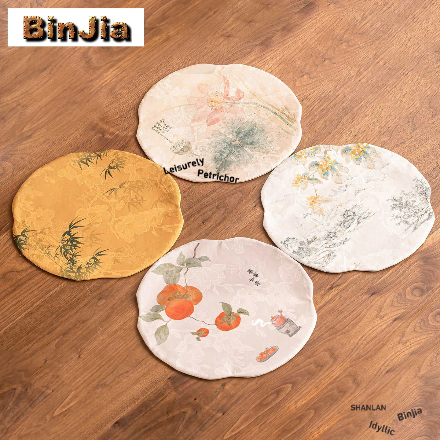 Cloud Veil Embroidery Brocade Double-sided Tea Table Mats Ancient Drink Coaster Dinner Table Cloth Mat Tea Ceremony Collection