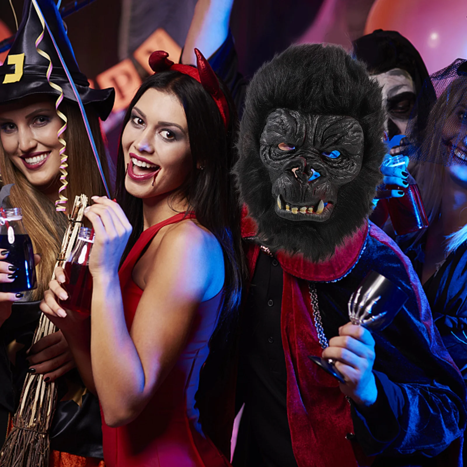 Máscara de cabeza de gorila, disfraz de Halloween, disfraz de Animal aterrador, máscara de fiesta, suministros de utilería para fotografía, máscaras de Mardi Gras