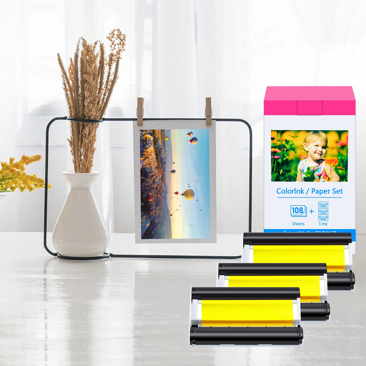 

KP36-IN KP108-IN 6inch Photo Paper Print Clearly Ink Cartridge Set Compatible Canon Selphy CP1500 CP1200 CP1000 Photo Printer