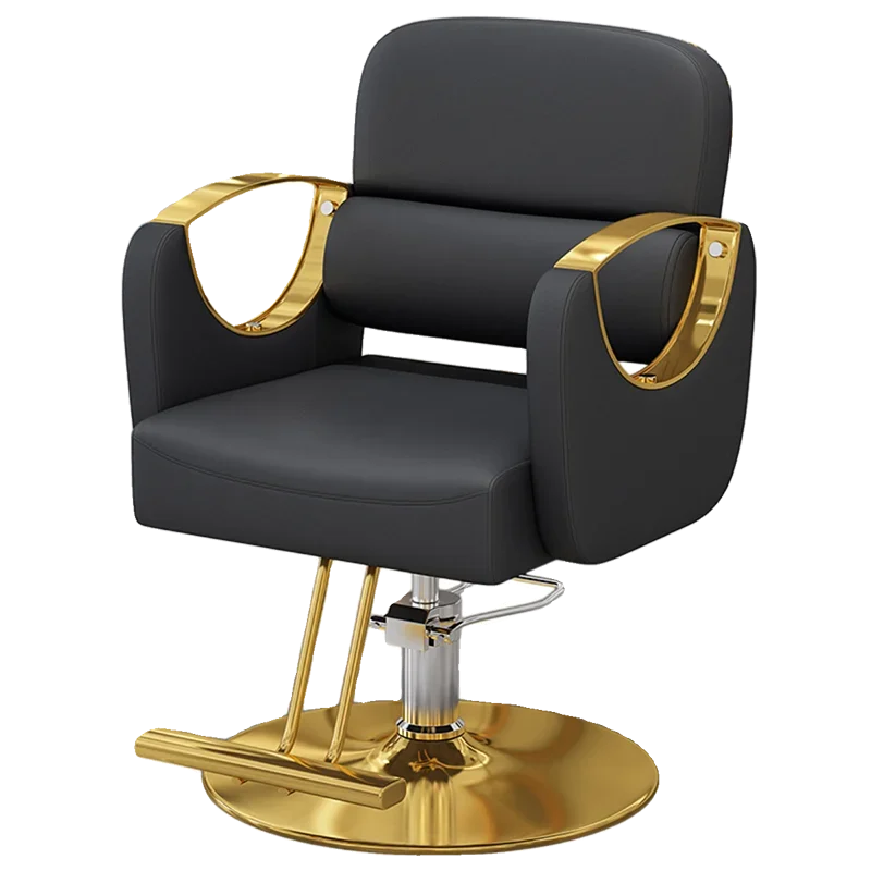 Fashionable Luxury Barber Chair Classic Gold Professional Armrest Chair Minimalist Cushion Comfortable Cadeira Salon Furniture