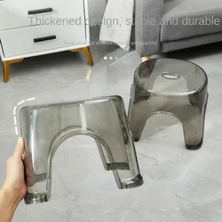 Taburete pequeño de acrílico transparente para el hogar, taburete para cambiar zapatos, mesa de centro para niños, taburete de plástico creativo