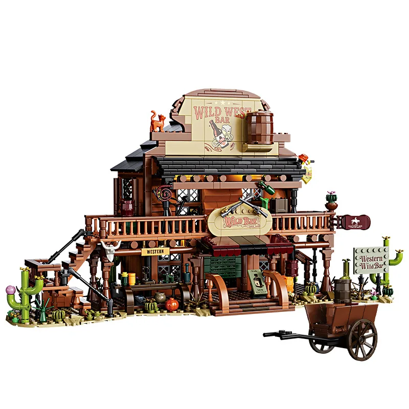 

IN STOCK MOC Idea Western Bar Building Blocks Assembling Construction Bricks Model DIY Toys for Children Birthday Gift Set