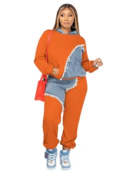 2023 Afrykańskie ubrania dla kobiet Wiosna Jesień Afrykańskie kobiety z długim rękawem Patchwork Dwuczęściowe zestawy Top i długie spodnie Afrykański garnitur