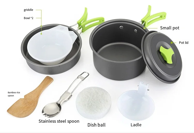 

Camping Cooking Gear Outdoor Cooking Set Camping Trips Anti-scalding Features Compact Design Food-grade Aluminum