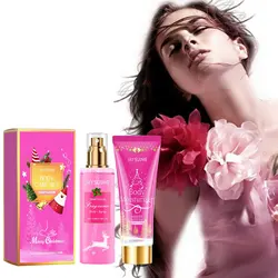 Conjunto de perfume feminino fragrância de longa duração rosa floral perfume eau de parfum corpo spray loção desodorante atrair presentes de natal dos homens