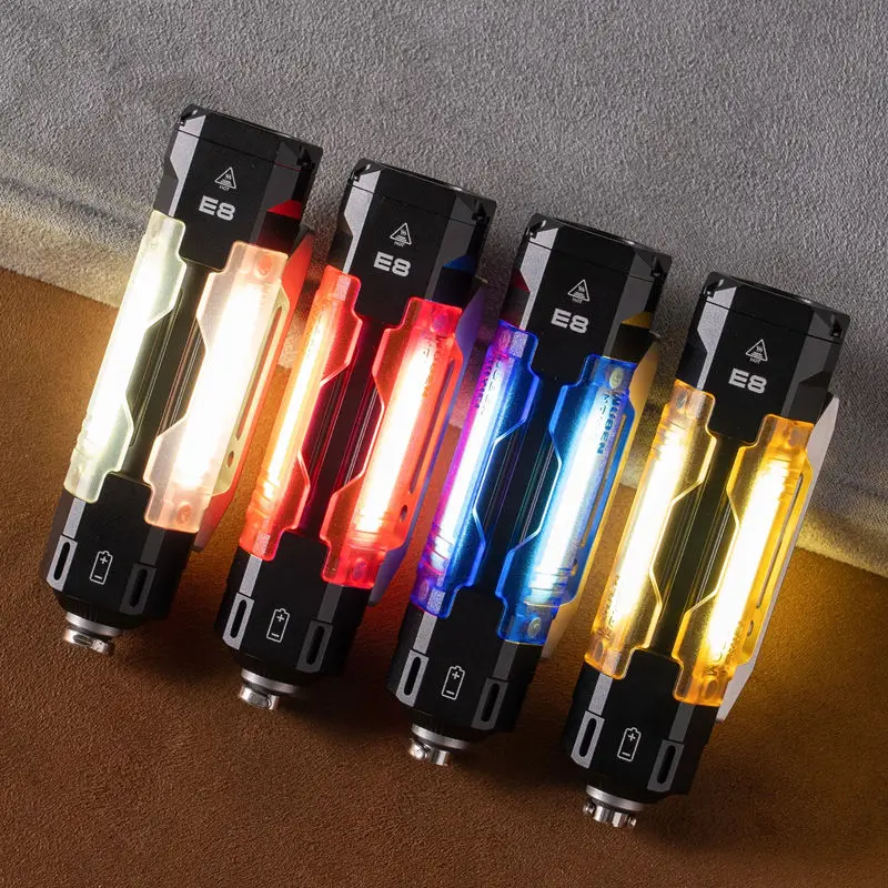WUBEN E8 EDC Flashlight 1300Lumens UV Mode Rechargeable Waterproof Compact Magnetic Portable Torch DIY Side Lights Mecha Style