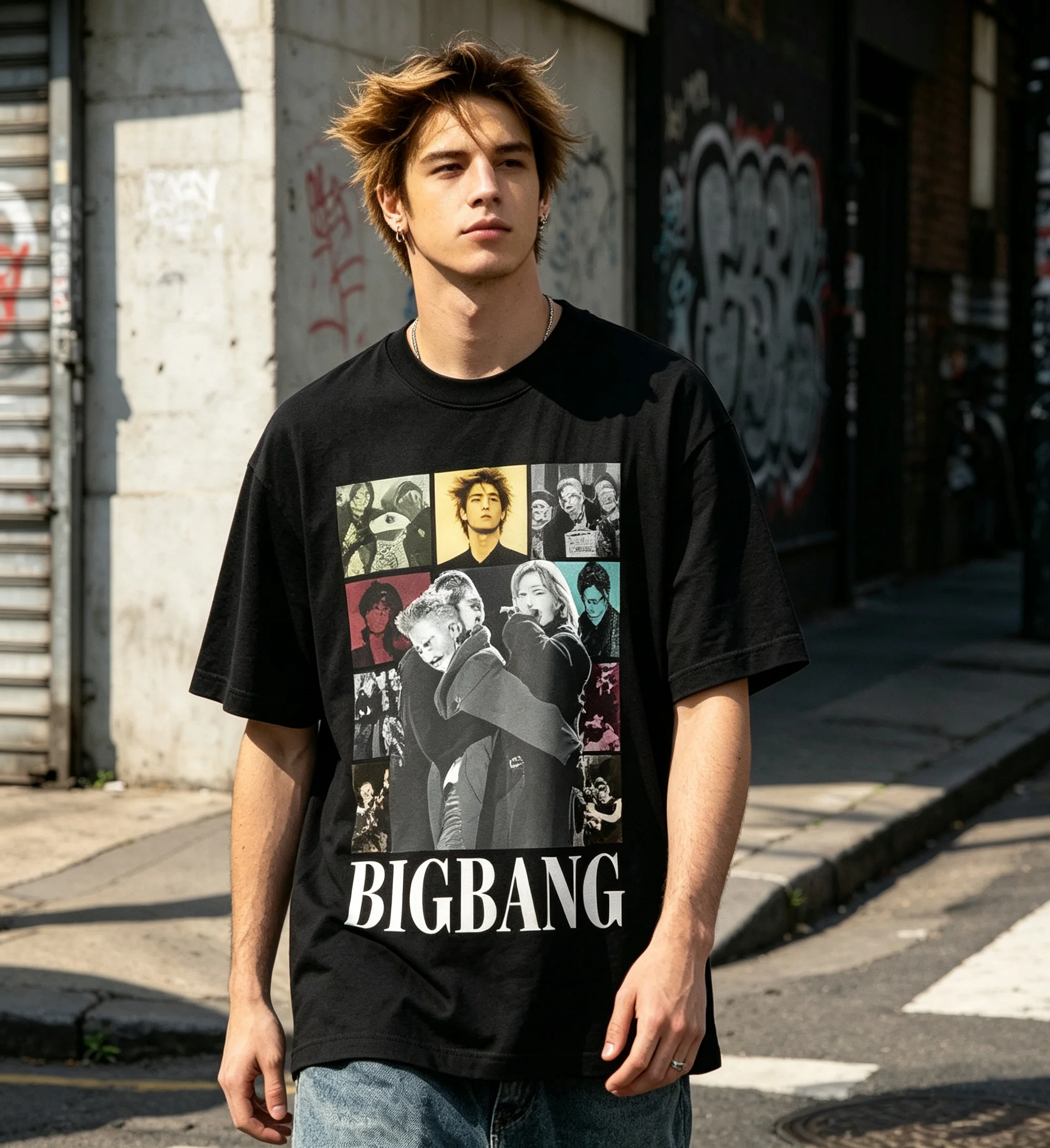Bigbang 20th Anniversary Concert Unisex T-Shirt Bigbang Member Collage Photo Graphic Print Kpop VIP Fans Casual Short Sleeve Tee