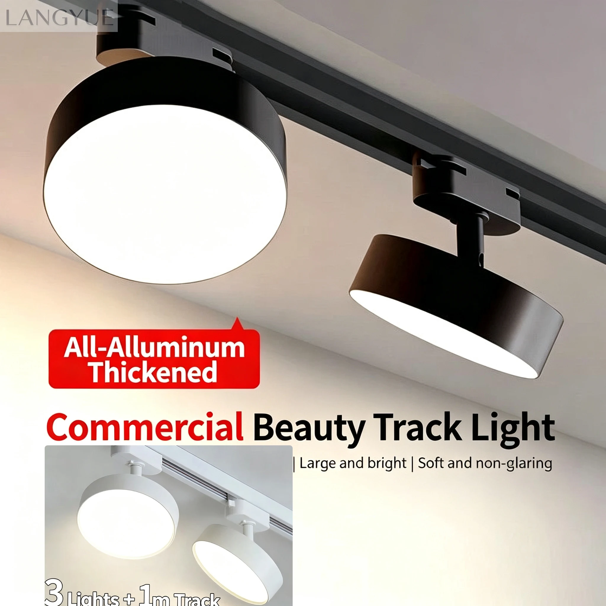 Round LED Track Light Super Bright Rotatable Ceiling Lamp Rail Lighting Spot Light 110V 220V for Kitchen Shop Store