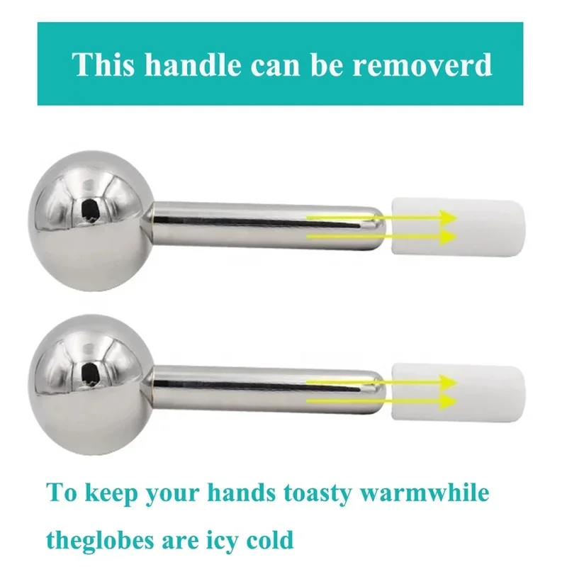 Facial Ice Globes Cold Hot Stainless Steel Facial Roller Skin Beauty Spa Cooling Globe Massage Ball Face Care Cryo Freeze Stick