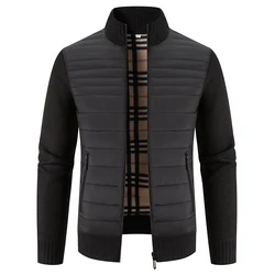Männer Mantel Fleece Strickjacke Stehkragen atmungsaktiv verdicken warm Strick pullover Männer Winter lässig Kontrast farben Patchwork Jacke
