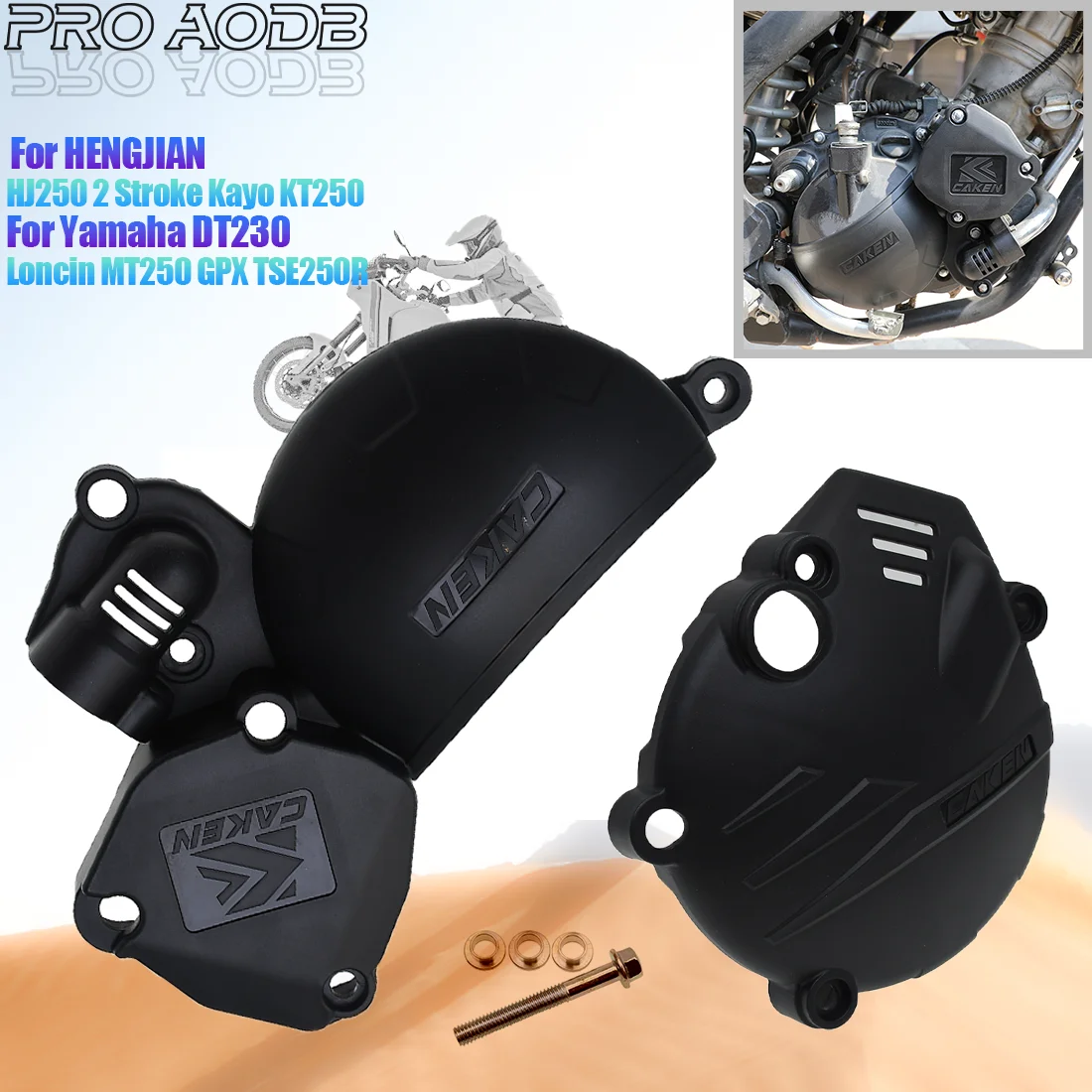 

For YAMAHA DT230 Hengjian HJ250 2Stroke KEWS K18 Clutch Guard Water Pump Cover Ignition Protector KT250 GPX TSE250R Loncin MT250