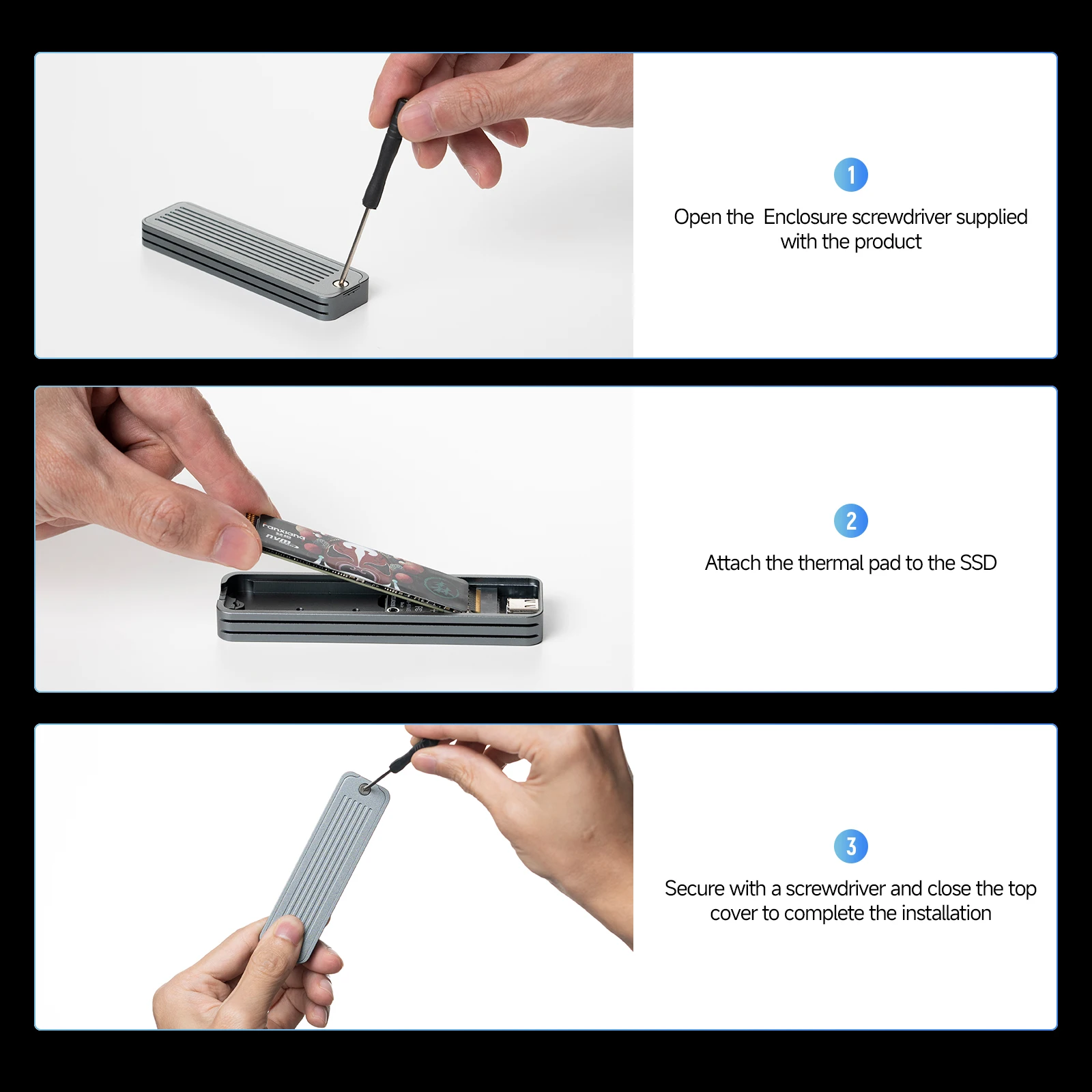 [سفينة الاتحاد الأوروبي/الولايات المتحدة] حاوية Fanxiang MD87 M.2 SSD بسرعة 10 جيجابت في الثانية NVMe/NGFF-SATA بروتوكول مزدوج USB 3.2Gen2 Type C يدعم مفاتيح M/B+M/2230/2280