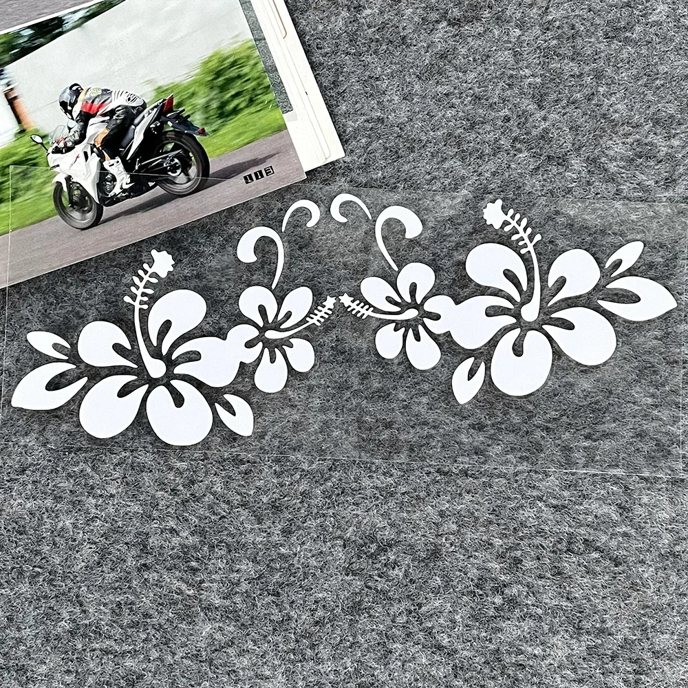 Voor Honda Toyota Hawaiiaanse Hibiscus Bloemvorm Reflecterende Motorfiets Scooter Elektrische Helm Body Window Voorruit Auto Sticker