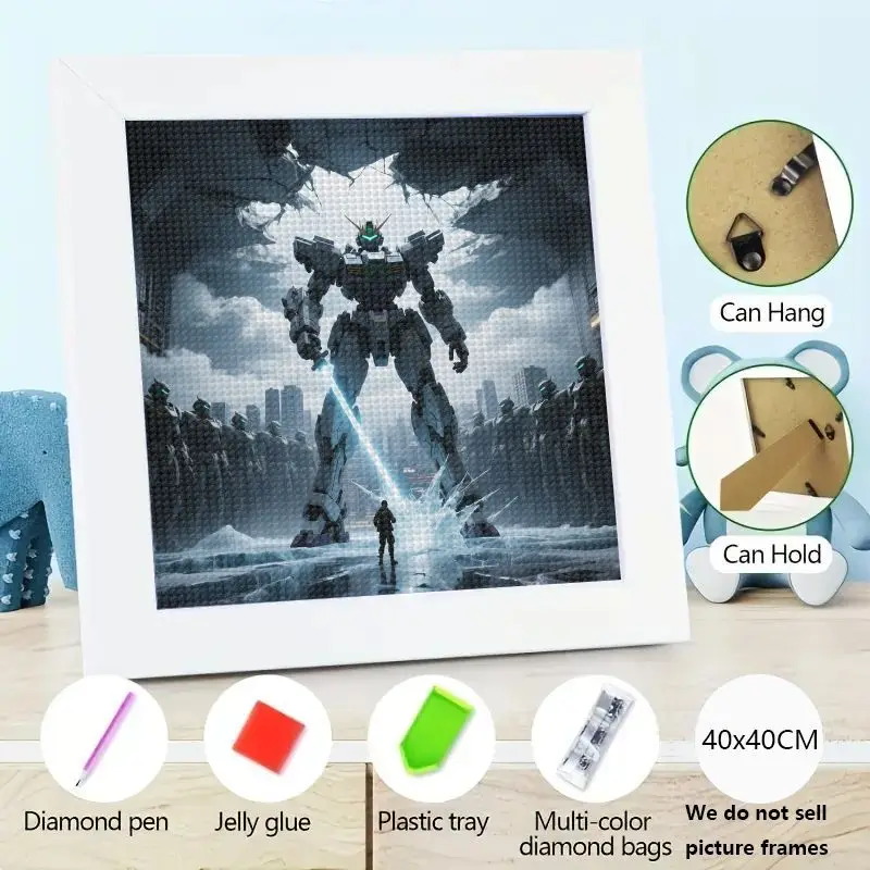 

1 шт., эпический гигантский робот-меха, набор для алмазной живописи, 40x40 см, полная дрель, 5D DIY, алмазное искусство, научно-фантастический воин, вдохновленный аниме
