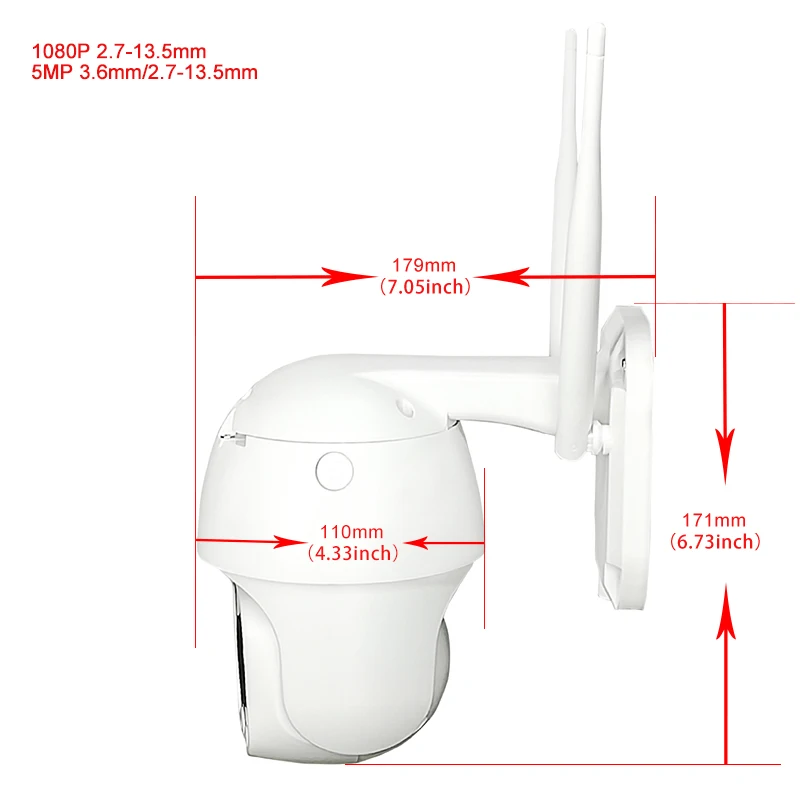 5MP Wireless 5X Zoom MINI  PTZ IP WIFI Camera Speed Dome  CCTV Video Security Cam RTSP Outdoor IR 30M Two Way Audio P2P CamHi