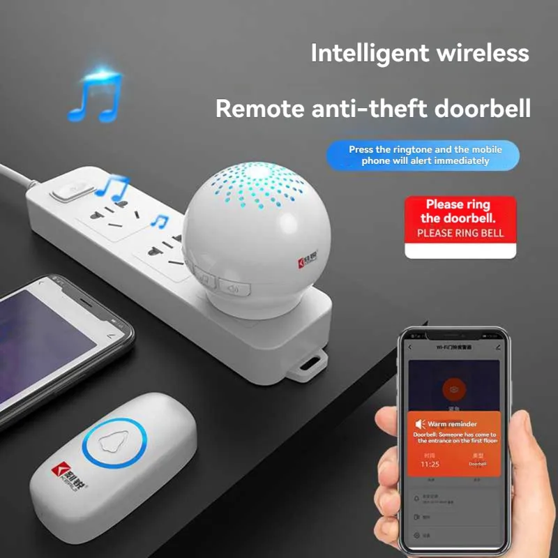 

B24B Doorbell Wireless Home Smart 433 Dingdong High Volume Caller Home Electronic Ringer 1-To-2 EU Plug