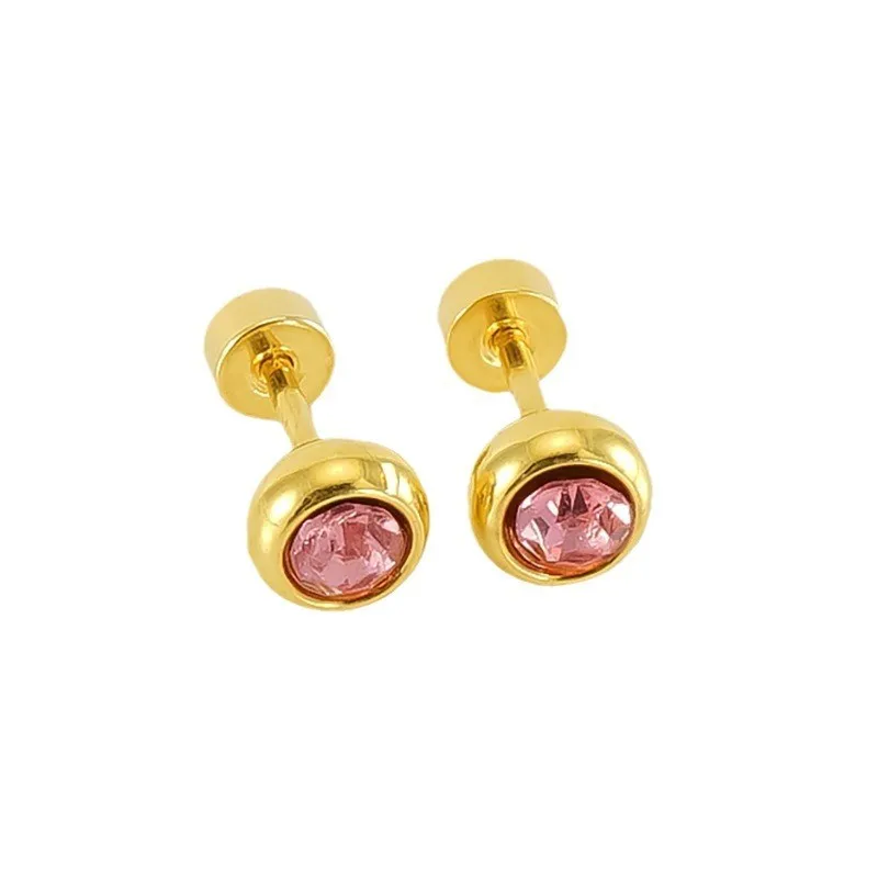 أقراط مرصعة بالزركون الدائرية الملونة من الفولاذ المقاوم للصدأ للنساء ، هدية مجوهرات بسيطة لطيفة #6