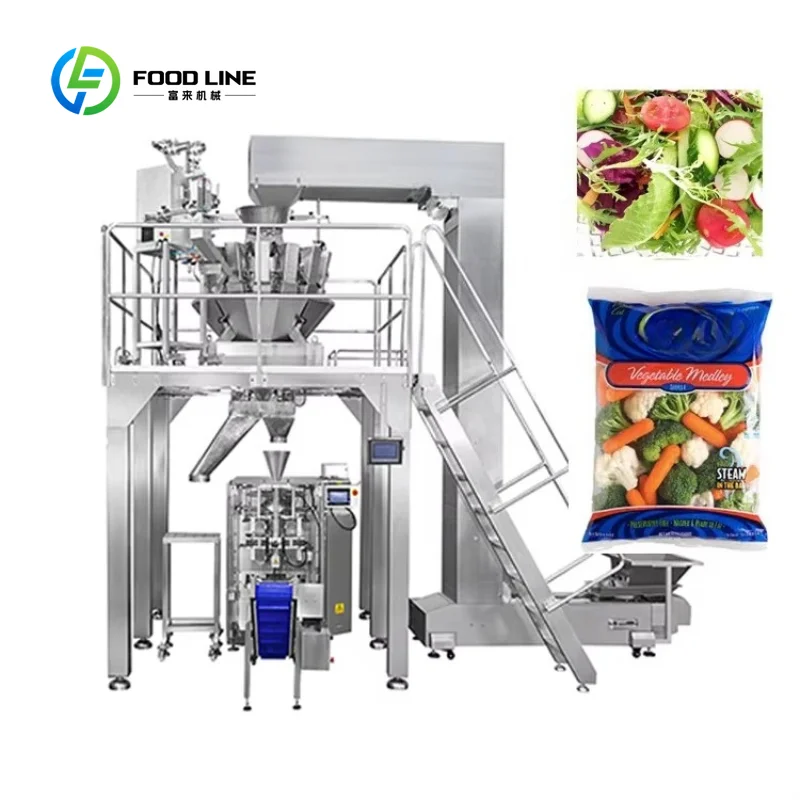 Multihead Weigher Automatic Filling Seal Salad Packaging Machine Frozen Fresh Legume Vegetable Packing Machine for Vegan
