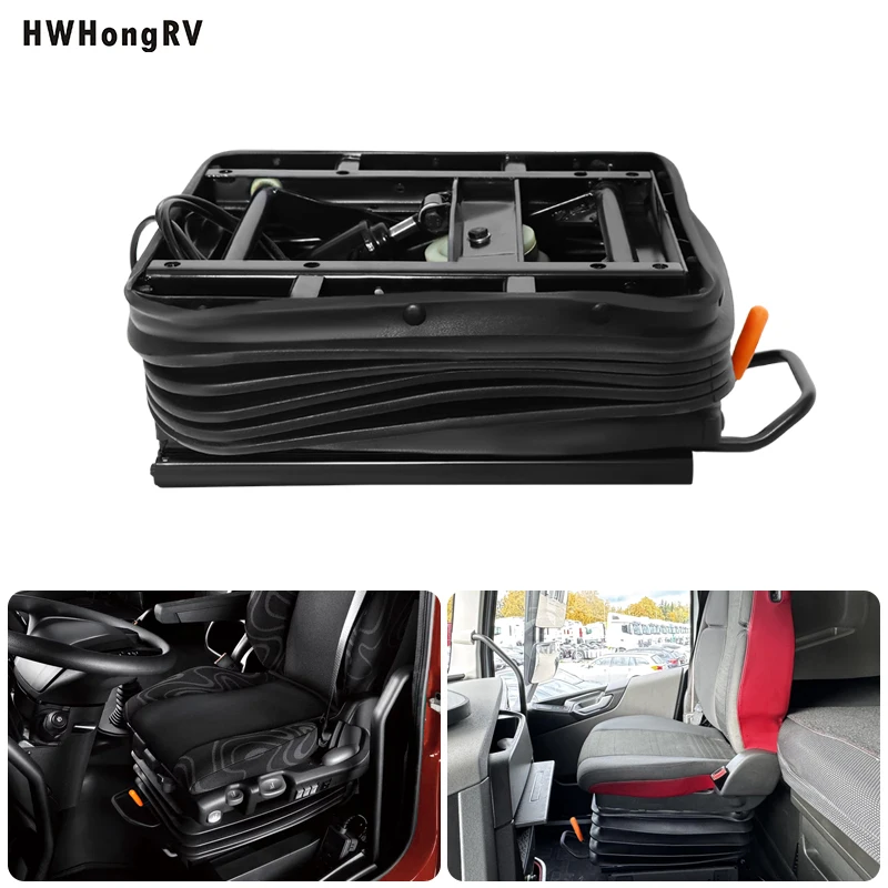 

Heavy Duty Air Shock Seat Mount with Dust Cover | Dust-Proof Suspension for Tractors, RVs, Trucks & Construction Vehicles