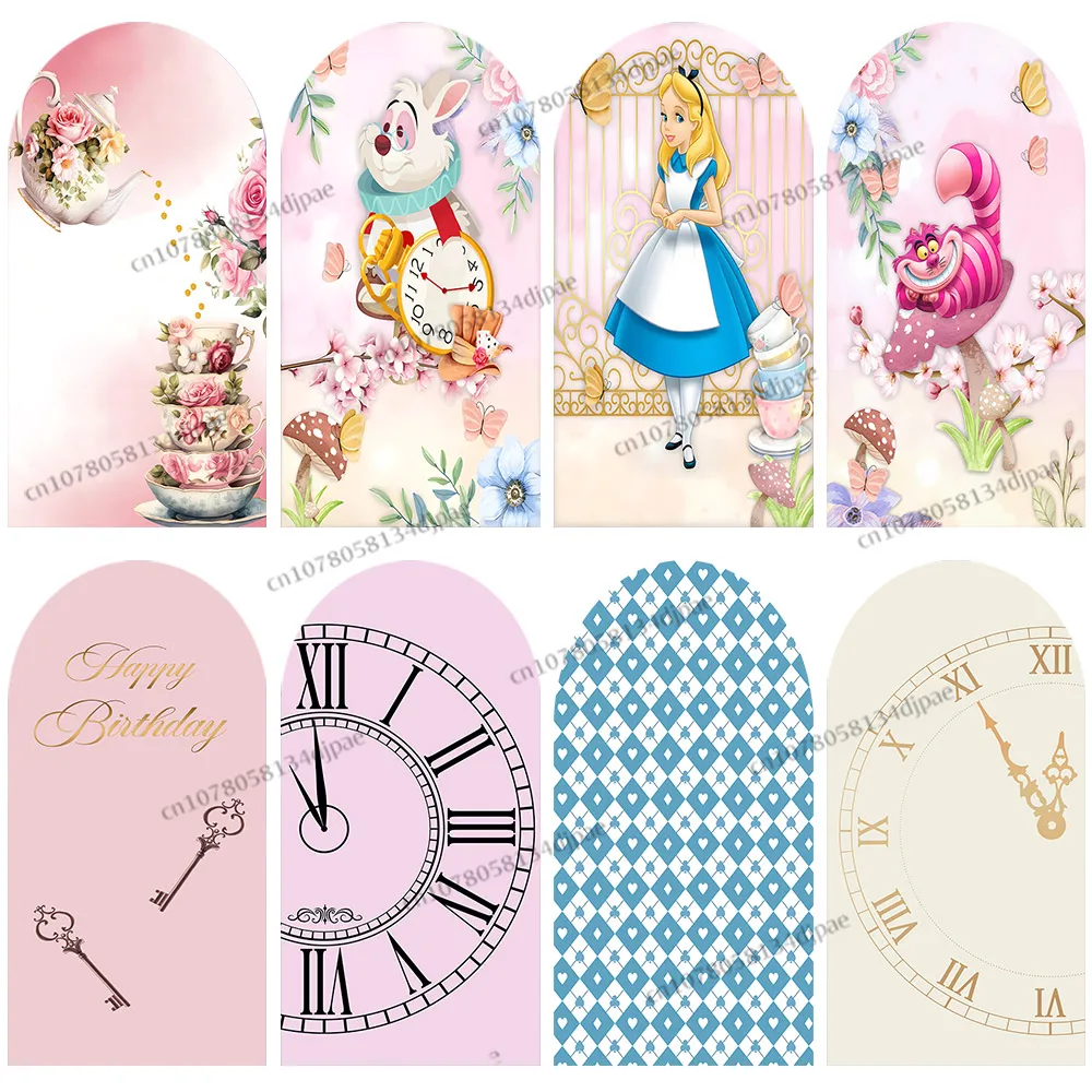 

Детский фон для дня рождения для девочек, тематический фон «Алиса в стране чудес», украшение для арки, фотография, фэнтезийный мир, баннер