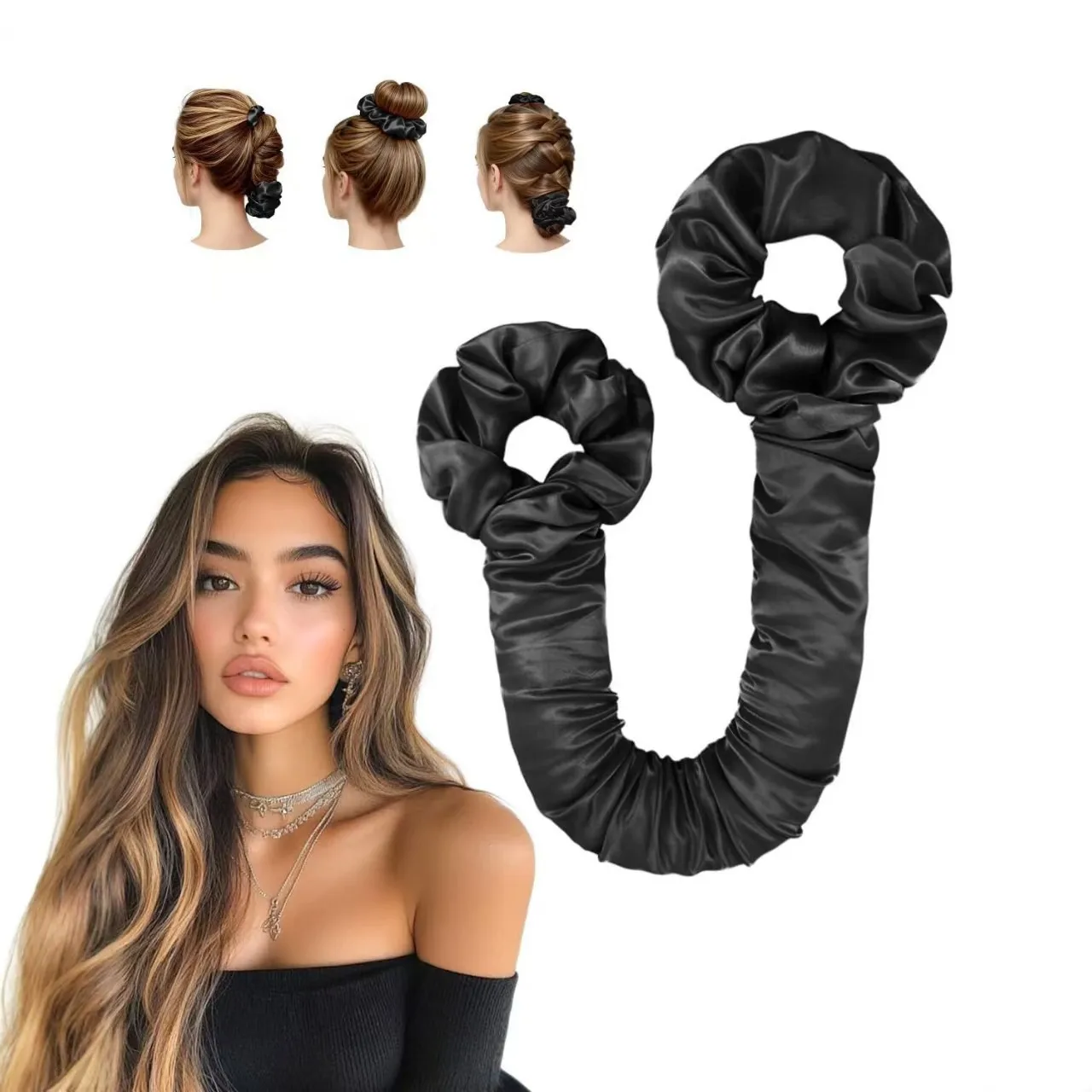 Heatless Hair Curler Set Satin Non Heat Curling Rod Overnight Big Curls Sleep Roller Scrunchie Lazy Wavy Hair Tool