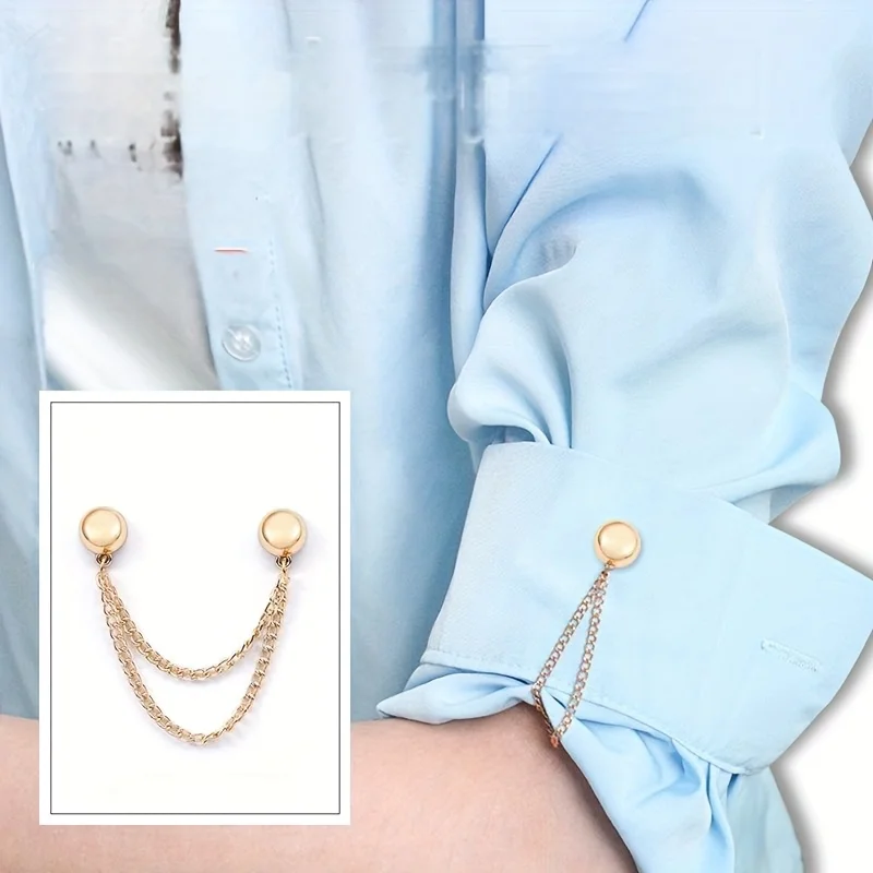 6 Stück Multifunktionale Magnetische Kleidungsclips mit Kette, Metallknöpfe, Clip für Kleidung, Schals, Hosenbeine, Manschettenbefestigung, Magnetnadel – Detail 1