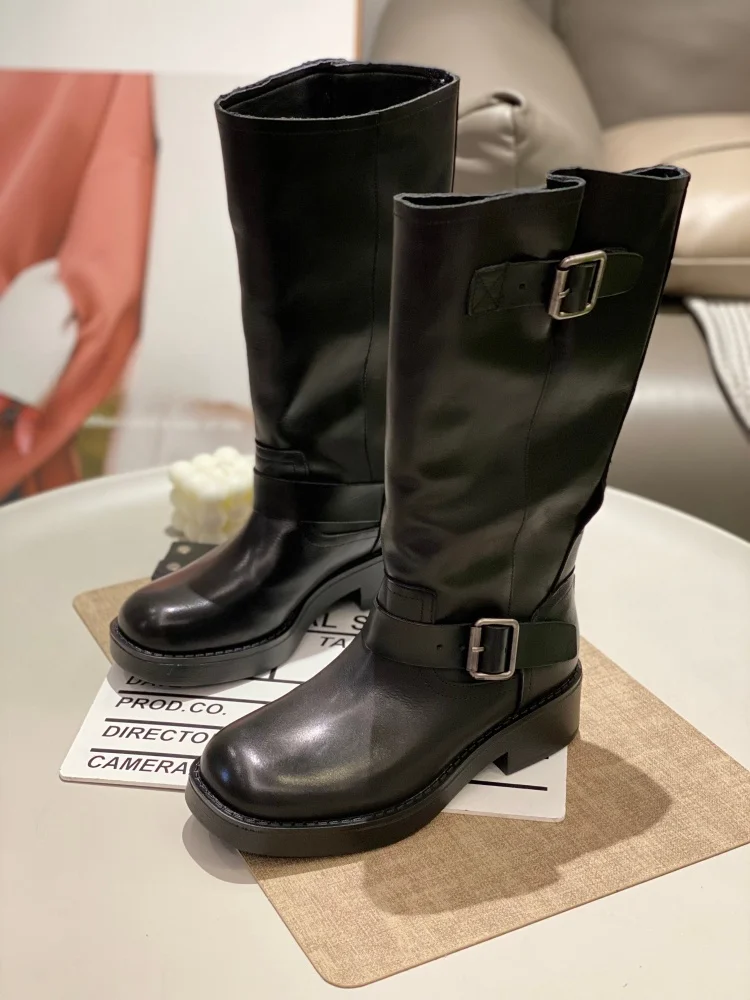 

Модные повседневные ботинки, женские легкие удобные рыцарские сапоги с круглым носком в стиле ретро, весенне-осенние ...