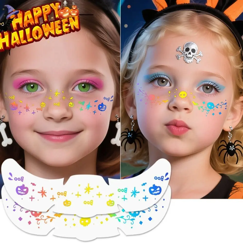 

Хэллоуин блестящие морские наклейки мультфильм красочные временные татуировки водостойкие татуировки для макияжа лица наклейки для детей
