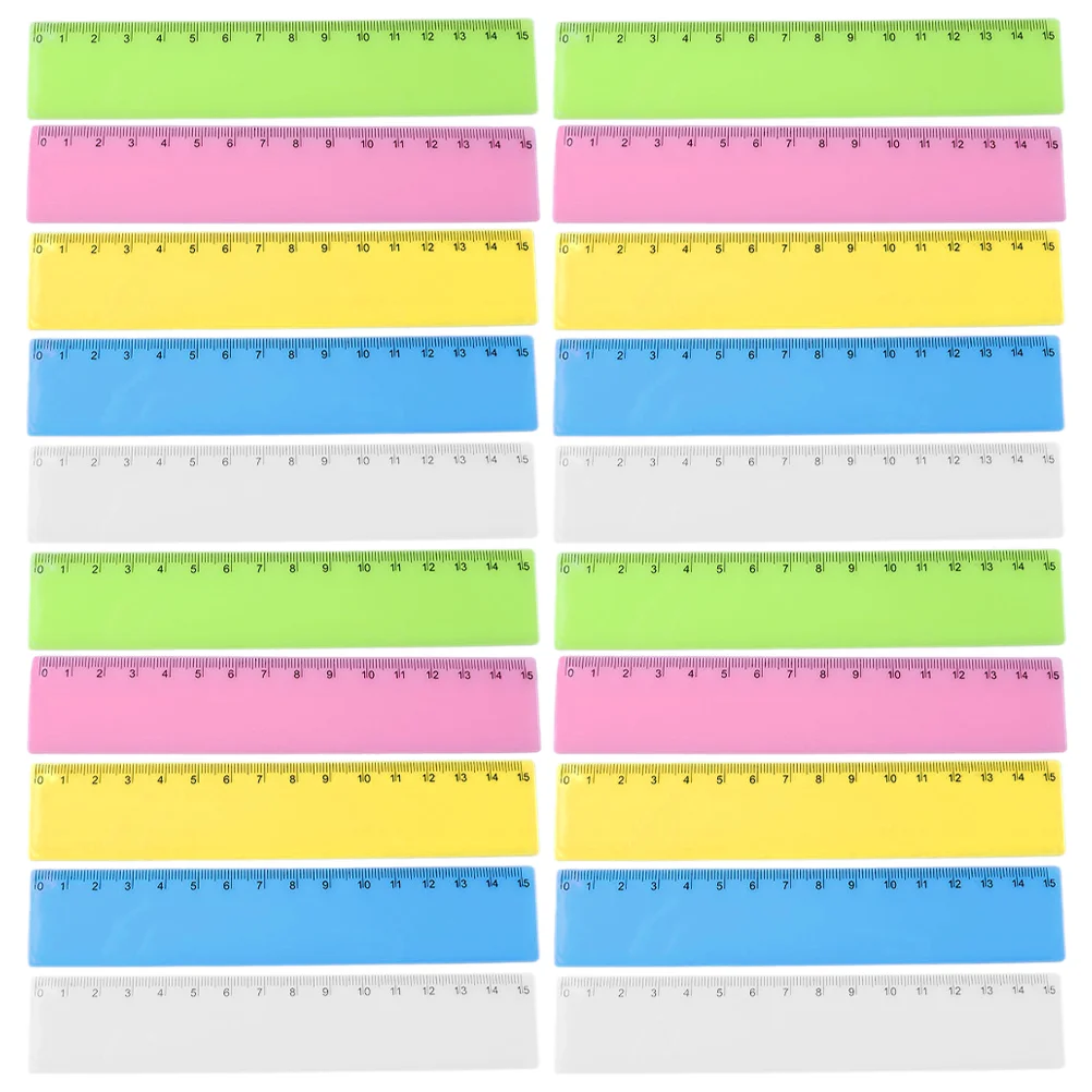 25Pcs Plastic Rulers Students Rulers Clear Rulers Colored Rulers Measuring Rulers Reusable Rulers rulers for students