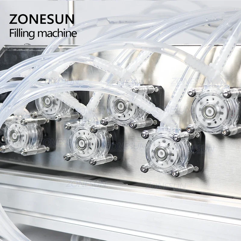 ZONESUN 6 Heads Tabletop Automatic Perfume Essential Oil Reagent Liquid Small Bottle Volumetric Peristaltic Pump Filling Machine