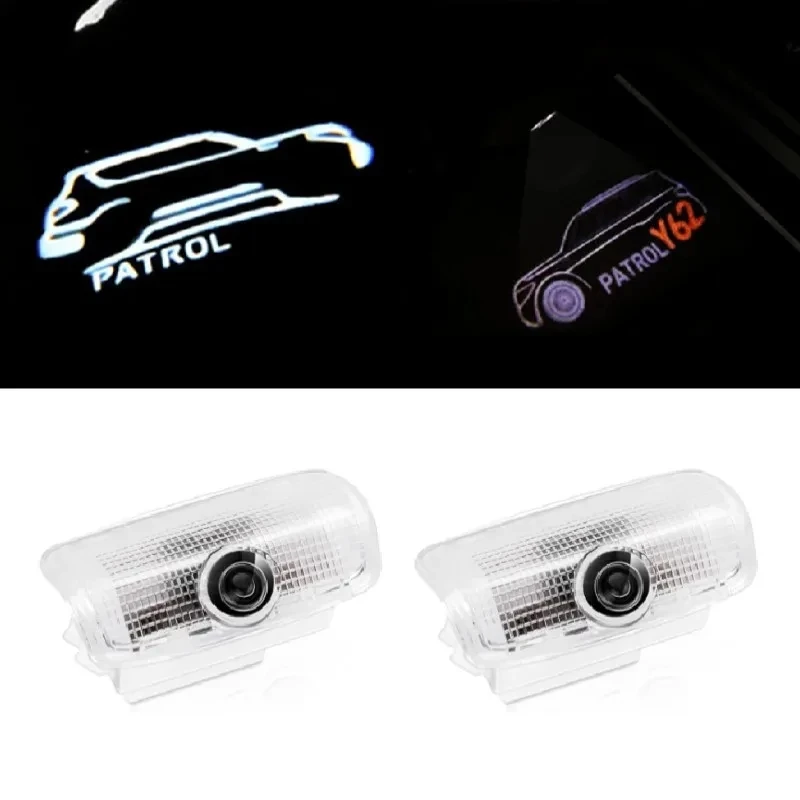 2Pcs Car Door Welcome Logo Led Light For Nissan Patrol Y62 Accessories  Laser Projector Auto Lights Emblem Shadow Courtesy