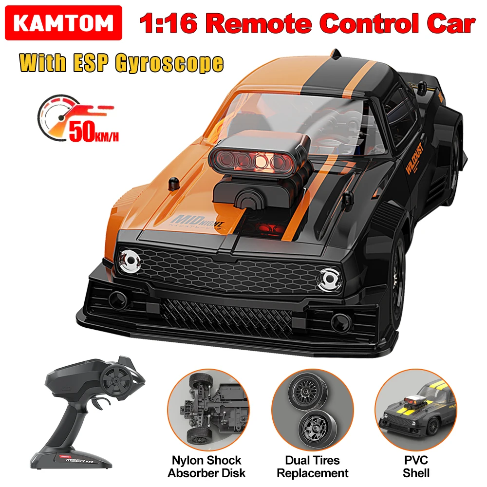 KAMTOM 1/16 Drift Car 2.4G 50KM/H Гоночный автомобиль с дистанционным управлением 4WD Двойные шины с ESP Gyro Высокоскоростная модель автомобиля Игрушечный автомобиль в подарок