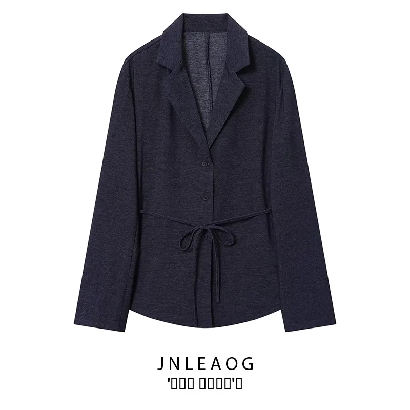 

JNLEAOG Faionable Belted irt Sle Suit Jaet Women's Busin Casual Loose Fit Long Sve Polyester Autumn New Arrival