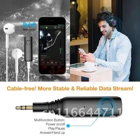 

Handsfree Call & Low Latency Bluetooth 5.0 Audio Receiver RCA 3.5mm AUX Jack Stereo Wireless Adapter for Car Speaker Headphones