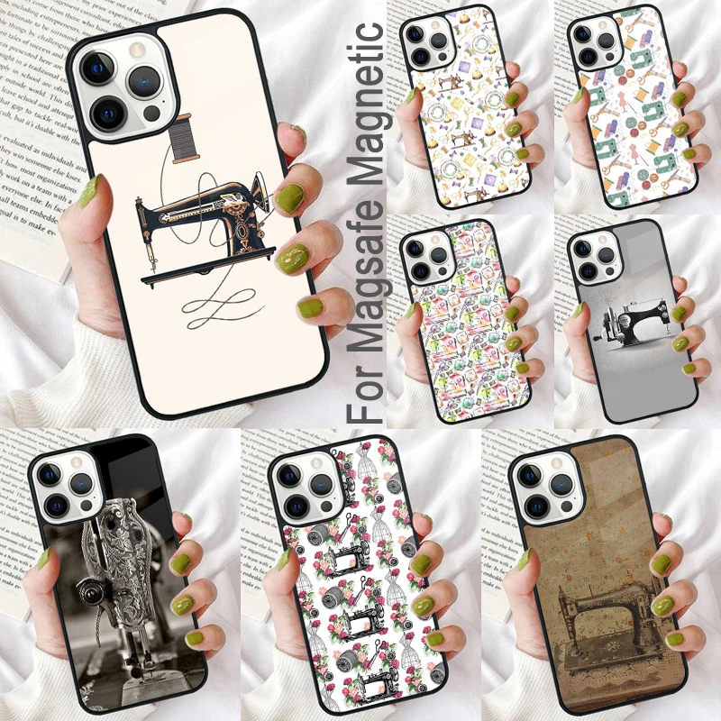 Sewing Machine Magnetic Soft Phone Case for iPhone 16 Promax 15 Pro 13 14 Plus 11 12 Mini MagSafe Coque