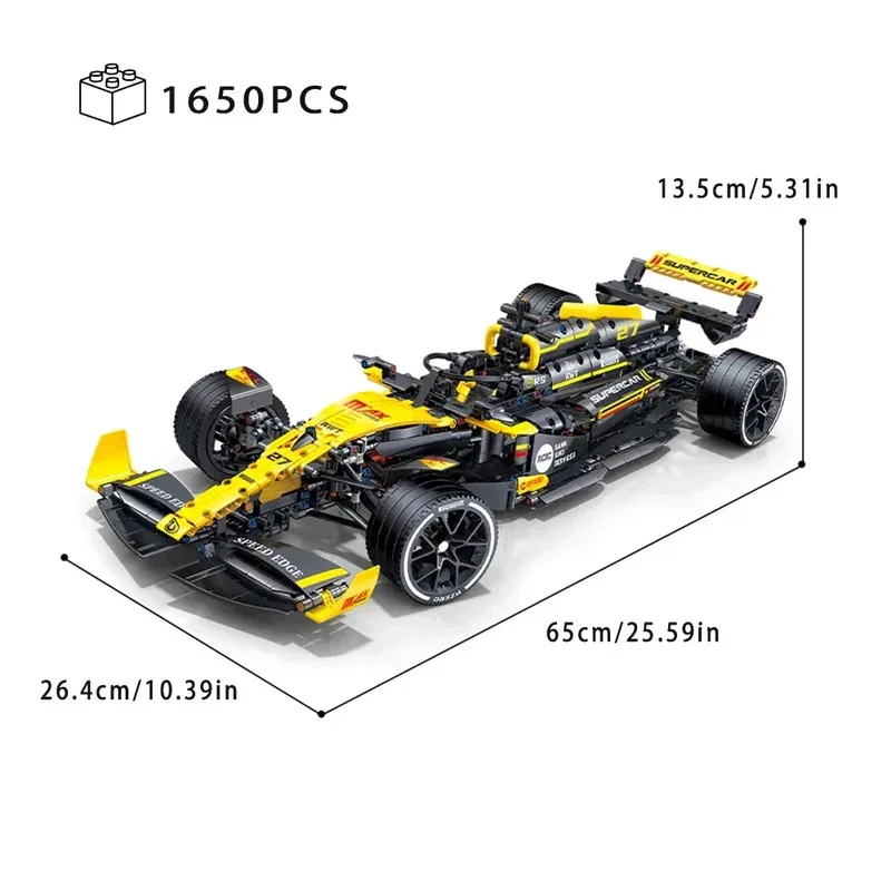 MOC Tecnico JKC7205 Racing 1:8 Racing Driver 27 Formula Building Block Telecomando Illuminazione Racing Renault F1 Giocattolo Regalo per bambini