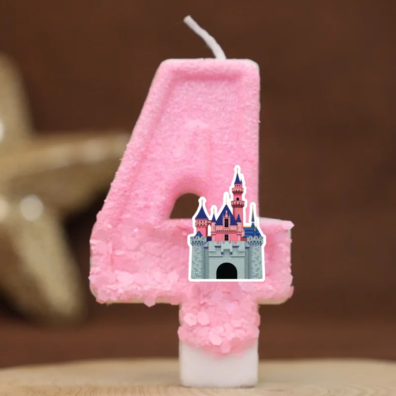 Cartoon Princess Castle Digital Candle Number 0-9 Kids Birthday Cake Decoration Supplies Anime Party Accessories Supplies